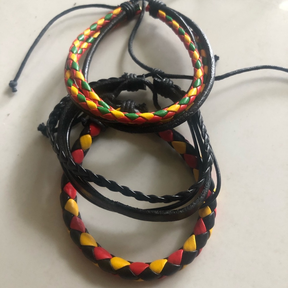 3 Adjustable unisex leather Bracelets